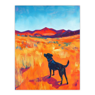Artery8 Unframed Wall Art Black Labrador In Countryside Landscape Dog Lover12X16 Inch from B&Q