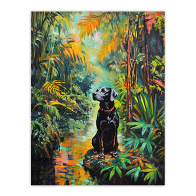 Artery8 Unframed Wall Art Dog Lover Black Labrador Pet In Lush Forest12X16 Inch from B&Q