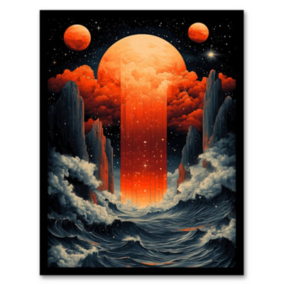 Artery8 Aquarius Zodiac Sign Space Seascape Concept Art Wall Art PrintA4 Size from B&Q