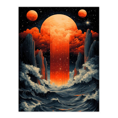 Artery8 Unframed Wall Art Aquarius Zodiac Sign Space Seascape Concept12X16 Inch from B&Q