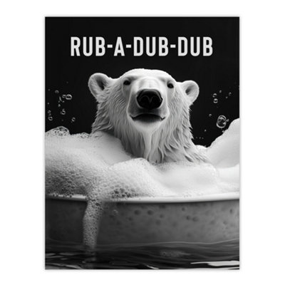 Artery8 Unframed Wall Art Polar Bear In Bathtub Bath Time Rub A Dub Fun12X16 Inch from B&Q