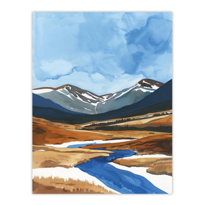 Artery8 Unframed Wall Art Cairngorms National Park Scotland Watercolour12X16 Inch from B&Q
