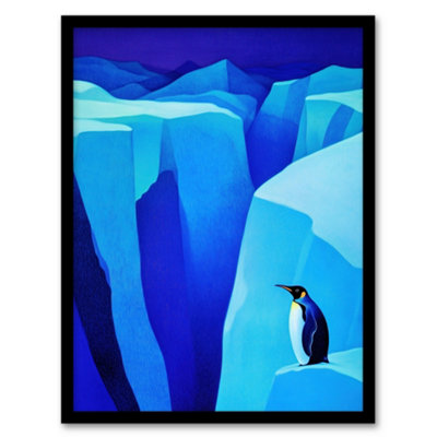 Artery8 Lone King Penguin Antarctic Ice Glacier Landscape Wall Art PrintA4 Size from B&Q