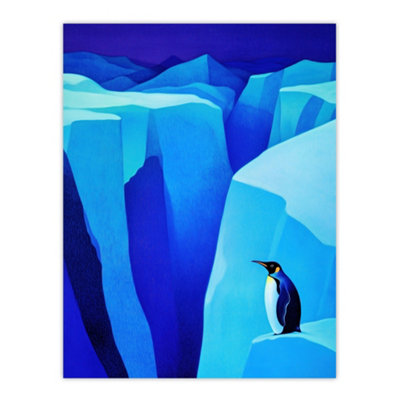 Artery8 Unframed Wall Art Lone King Penguin Antarctic Ice Glacier Landscape12X16 Inch from B&Q