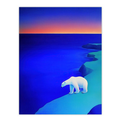Artery8 Unframed Wall Art Polar Bear Sunset Sky Alaska Ice Landscape12X16 Inch from B&Q