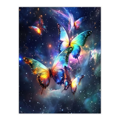 Artery8 Unframed Wall Art String Theory Cosmic Butterflies Space Starscape12X16 Inch from B&Q