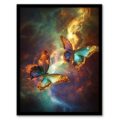 Artery8 Framed Wall Art Universe String Theory Cosmic Butterflies Dance Print12X16 Inch from B&Q