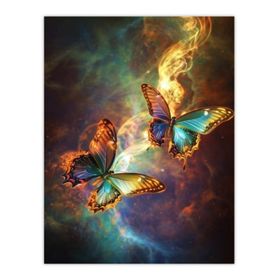 Artery8 Unframed Wall Art Universe String Theory Cosmic Butterflies Dance12X16 Inch from B&Q