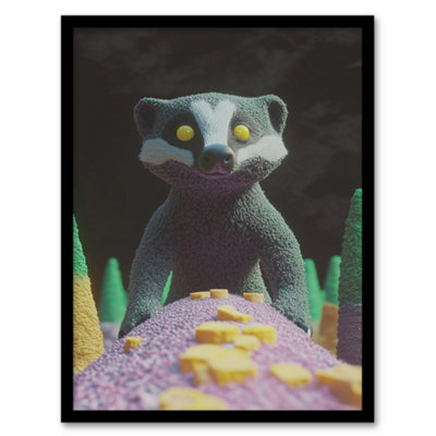Artery8 Badger Forest Maquette Photography Art Wall Art PrintA4 Size from B&Q