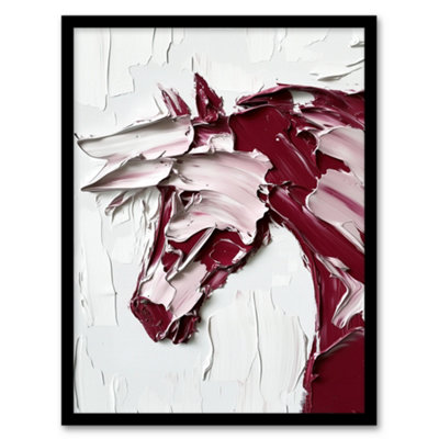 Artery8 Horse Modern Abstract Animal Thick Paint Wall Art PrintA4 Size