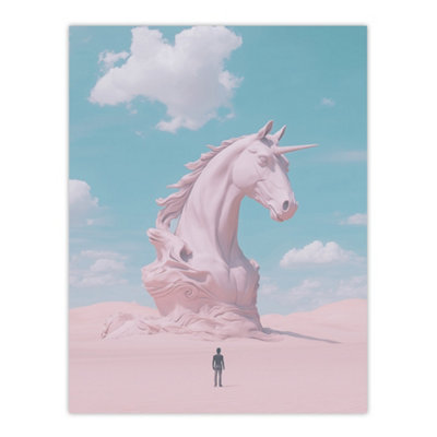 Artery8 Unframed Wall Art Desert Unicorn Sand Sculpture Pastel Landscape12X16 Inch from B&Q