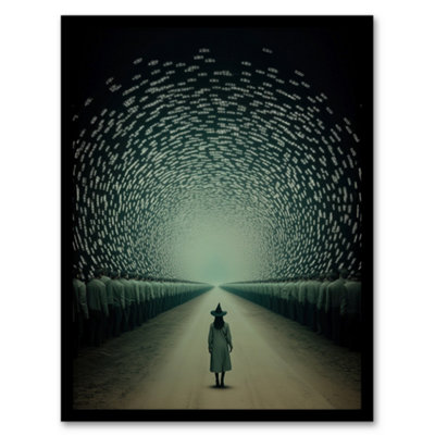 Artery8 Framed Wall Art Among Muggles Surreal Tunnel Witch Fantasy Art Print12X16 Inch from B&Q