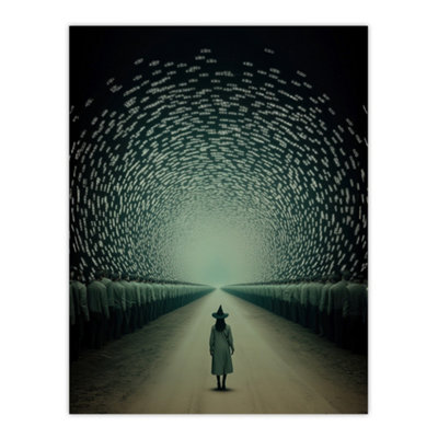 Artery8 Unframed Wall Art Among Muggles Surreal Tunnel Witch Fantasy12X16 Inch from B&Q