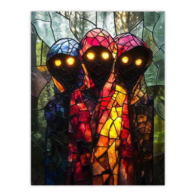 Artery8 Unframed Wall Art Three Cloaked Witches Fantasy Stained Glass12X16 Inch from B&Q