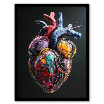 Artery8 Colourful Anatomical Human Heart Bold Modern Wall Art PrintA4 Size from B&Q
