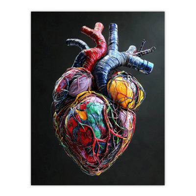 Artery8 Unframed Wall Art Colourful Anatomical Human Heart Bold Modern12X16 Inch from B&Q