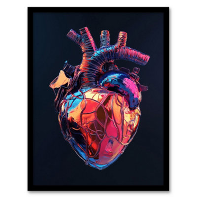 B&Q -  Shiny Anatomical Human Heart Colourful Modern Wall Art PrintA4 Size