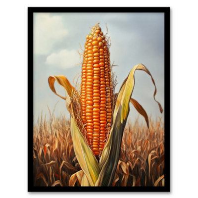 Artery8 Corn With Open Husk Field In Summer Painting Wall Art PrintA4 Size from B&Q