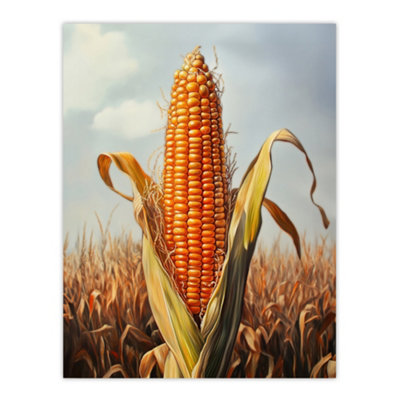 Artery8 Unframed Wall Art Corn With Open Husk Field In Summer Painting12X16 Inch from B&Q