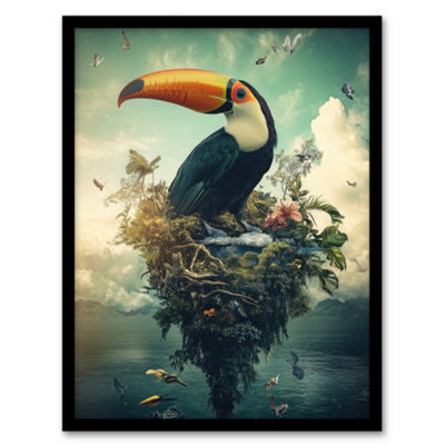 Artery8 Surreal Fantasy Toucan Bird Nature Retreat Wall Art PrintA4 Size from B&Q