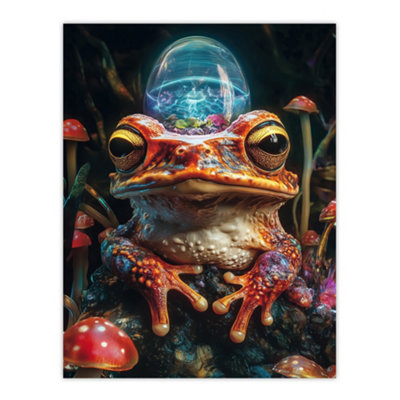 B&Q -  Unframed Wall Art Surreal Toad Mushrooms Trippy Psychedelic12X16 Inch