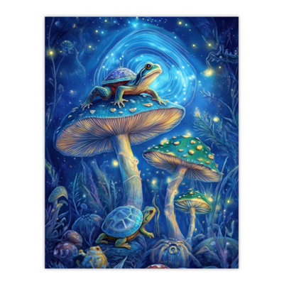 B&Q -  Unframed Wall Art Turtle Frogs Mushrooms Psychedelic Fantasy12X16 Inch