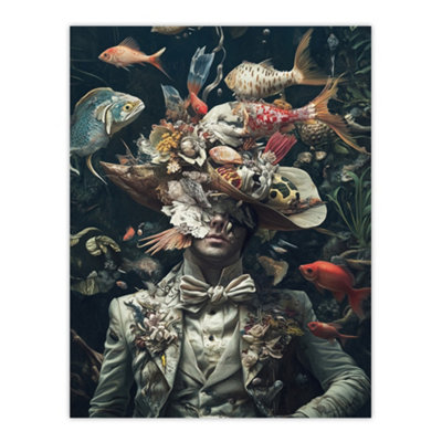 Artery8 Unframed Wall Art Victorian Atlantean Surreal Underwater Portrait12X16 Inch from B&Q