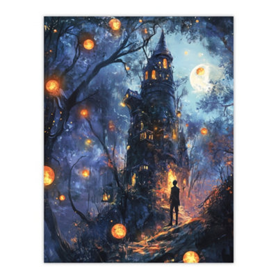 B&Q -  Unframed Wall Art Man By Witch House Dark Forest Fantasy12X16 Inch