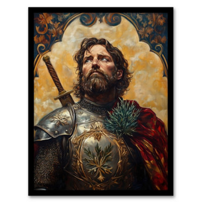 Artery8 Framed Wall Art William Wallace Thistle Art Nouveau Portrait Print12X16 Inch from B&Q