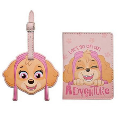 Widdop & Co Paw Patrol Skye Pu Leather Passport And Luggage Tag - Pink - Image 4