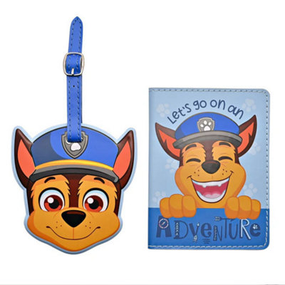 B&Q -  Paw Patrol Chase Pu Leather Passport And Luggage Tag Blue