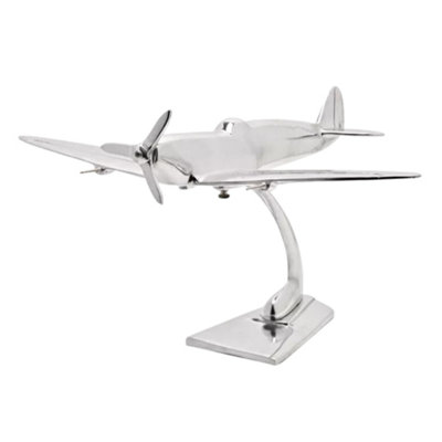 Spitfire Aircraft Model Plane Aluminium Chrome Raf Ornament Display Gift 14" from B&Q