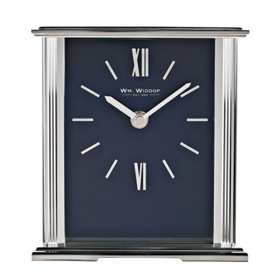 WILLIAM WIDDOP Wm.widdop Silver Mantel Clock Navy Blue Dial from B&Q