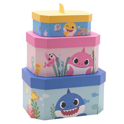 B&Q -  Baby Shark Set Of 3 Nesting Storage Boxes - Image 5