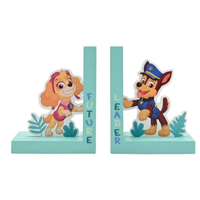 Widdop & Co Paw Patrol Skye And Chase Wooden Bookends - Turquoise - Image 3