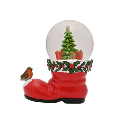 The Christmas Gift Co. The Christmas Gift Co Santa Boot With Robin Snow Globe - Image 5