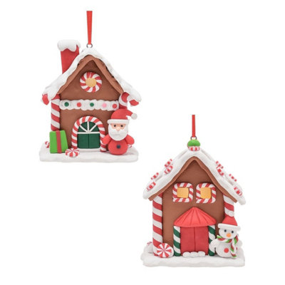 Widdop Set of 2 Hanging Light Up Gingerbread House Novelty Christmas Decorations - Image 3