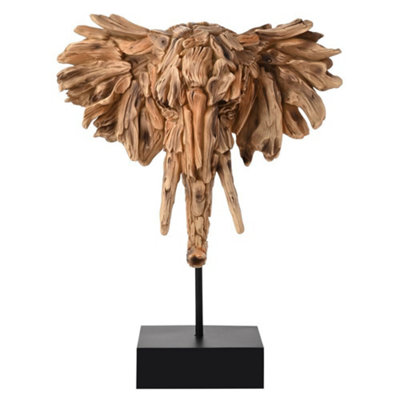 Naturecraft Resin Driftwood Collection Elephant Head On A Stand from B&Q