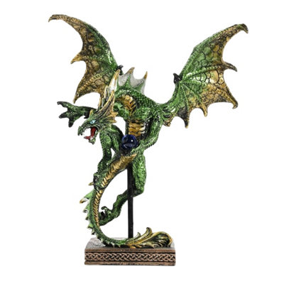 Dragon Flying Figurine Resin Green Mystic Legends Gothic Fantasy Ornament Decor from B&Q