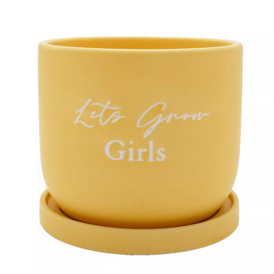 Country Living Ceramic Plant Pot Let's Grow Girls