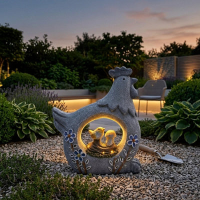 Lunaria Sitting Chicken Garden Solar Ornament from B&Q