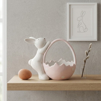 Garden Greatness Springtime Bunny Pink Basket Ornament from B&Q