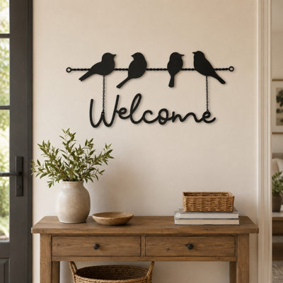 Country Living Metal Garden Plaque With 4 Birds Welcome from B&Q