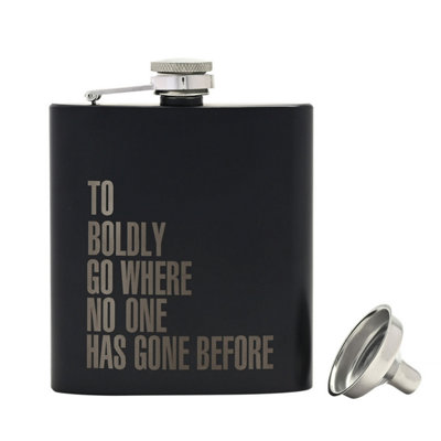 Rackhams Black Star Trek "Boldly Go" Stainless Steel Hip Flask - Stainless Steel - 1 - Image 4