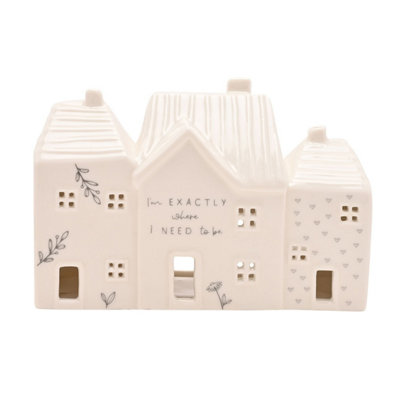  - White Ceramic House Tealight Holder Figurine Candle Holder Ornament Home Decor