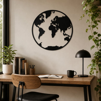Country Living Metal Wall Art World Map from B&Q