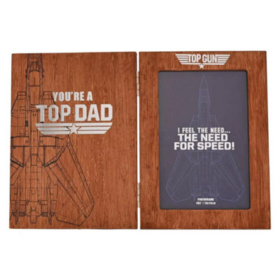 Top Gun Top Dad Folding Photo Frame Brown - Image 4