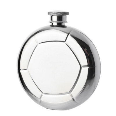 Rackhams Silver Classic Hip Flask Mirror Polished - Football - Image 4