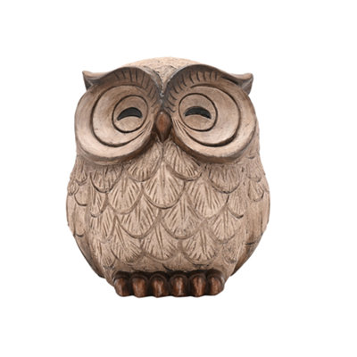 Country Living Brown/Cream Wood Effect Resin Owl Sleeping - Image 4