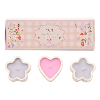 Love Life Set Of 3 Mini Candles - Mum Ceramic off white - Image 3